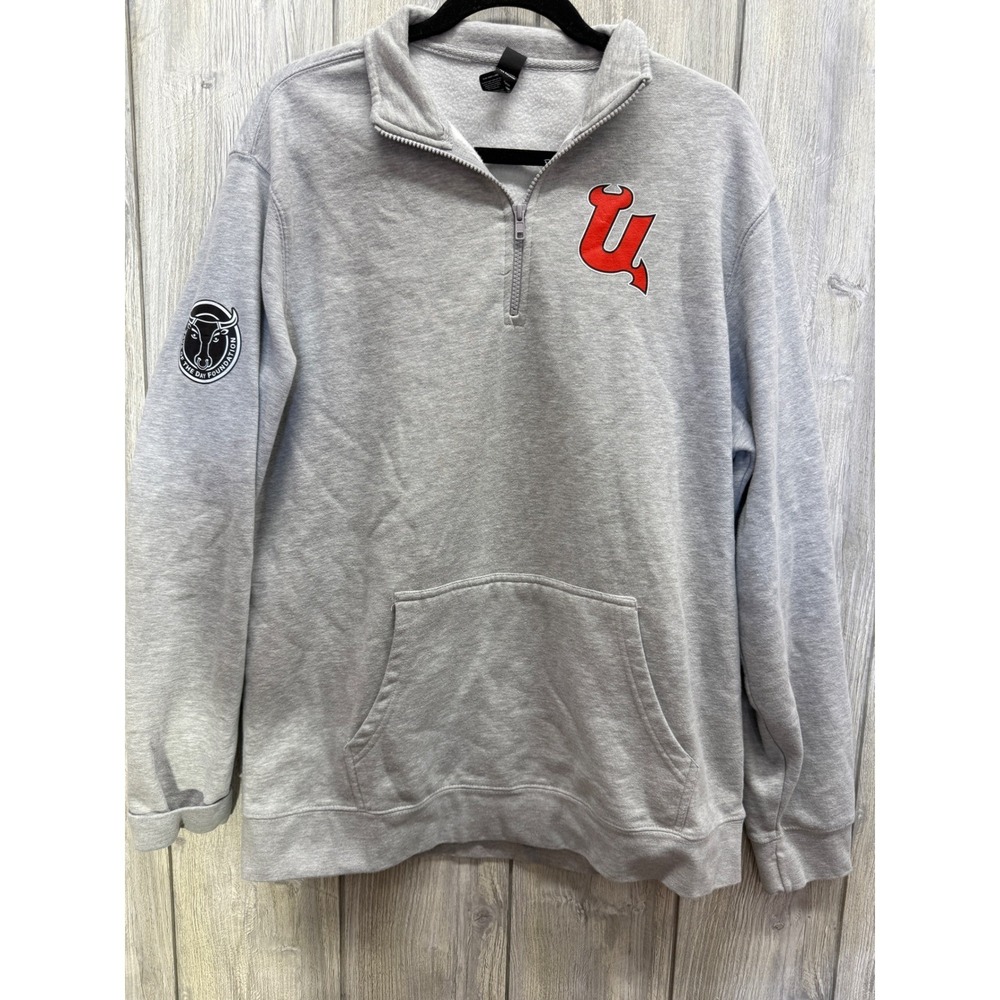 District VIT Fleece Mens XL Quarter Zip Pullover Gray Save of the Day Foundation